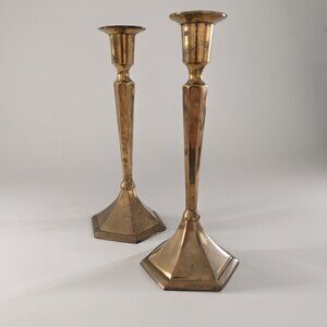 MCM 1960s Brass Candlestick Holders Pair